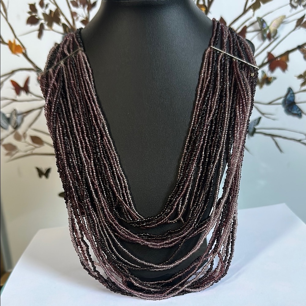 Elegant Multi-Strand Brown Beaded Necklace